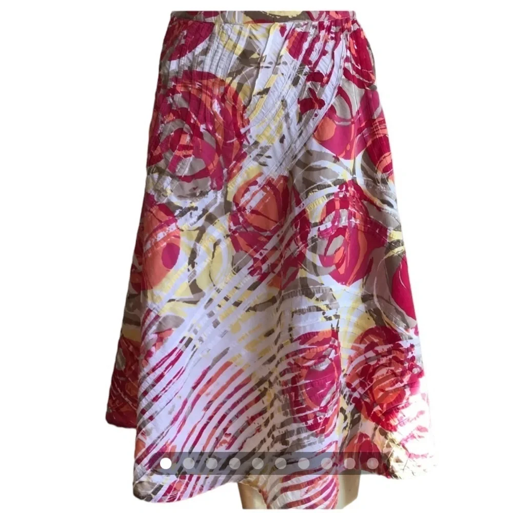 Chico’s Gorgeous Colorful Full Circle Skirt Lined 100% Cotton Size Small (4-6)